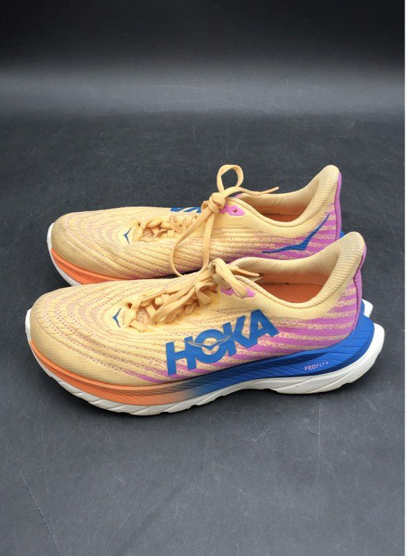 Hoka One One Women's Mach 5 Yellow Pink Athletic Shoes - Size 7.5