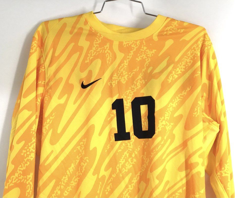 Nike Men's Yellow Orange Graphic Dri-FIT Soccer Goalkeeper Jersey Sz XL #10