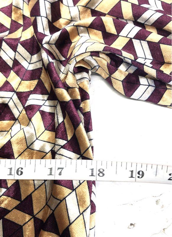 Gimmicks Women's Purple Gold Geometric Print Tie Front Velour Tunic Dress NWT L