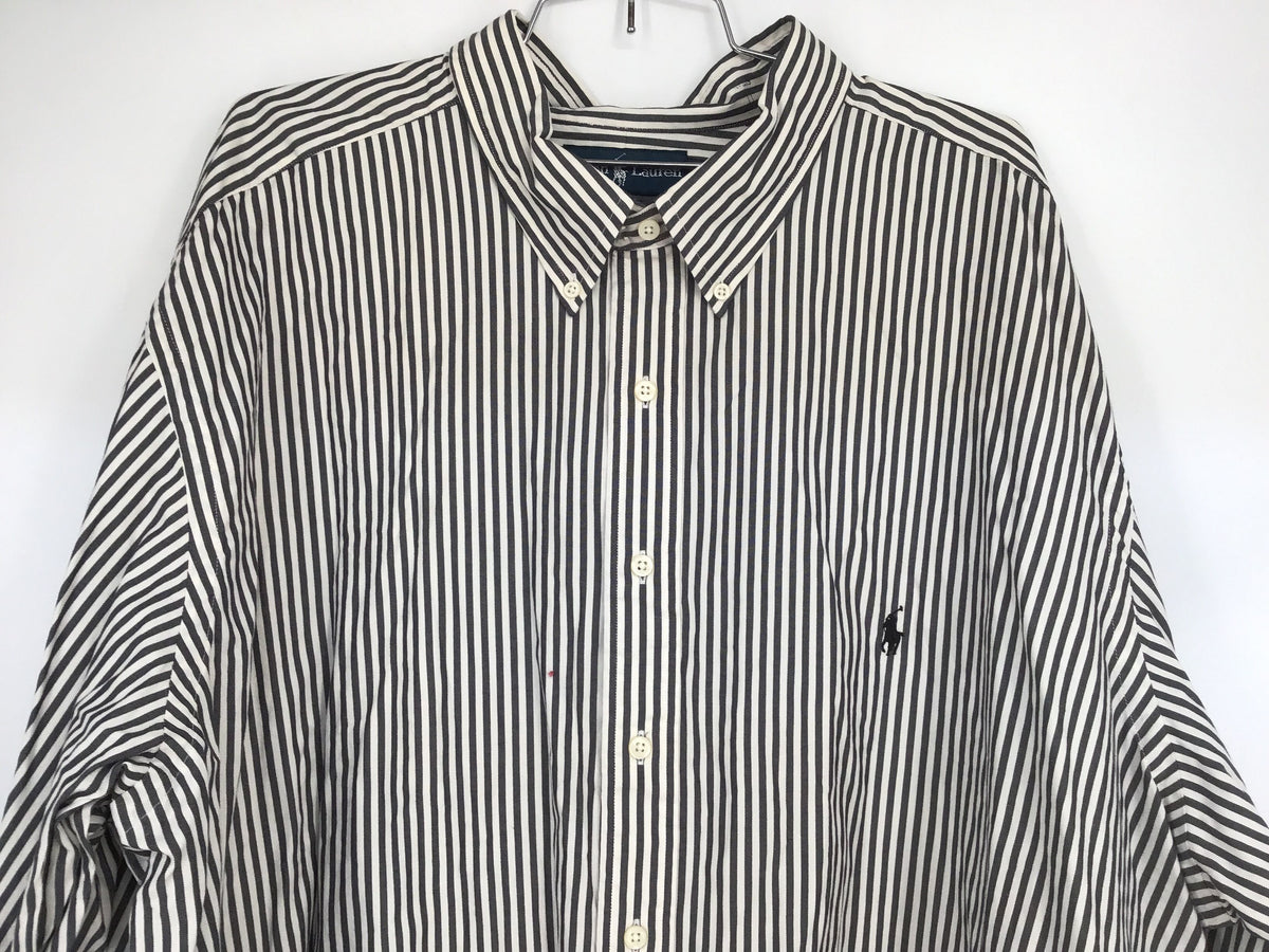 NWT Ralph Lauren Men&#39;s Black White Striped Classic Fit Button-Down Shirt- Sz 3XB