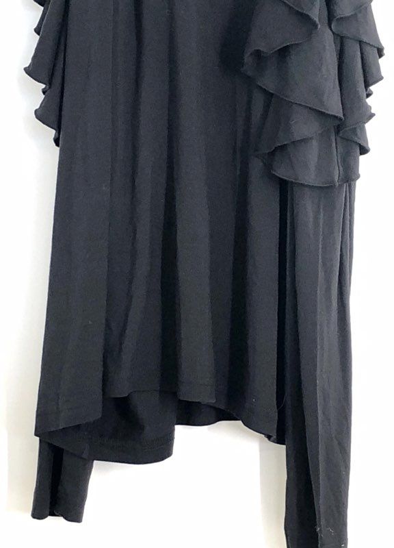Rebecca Minkoff Women's Black Cold Shoulder Ruffled Knit Blouse Top Sz S