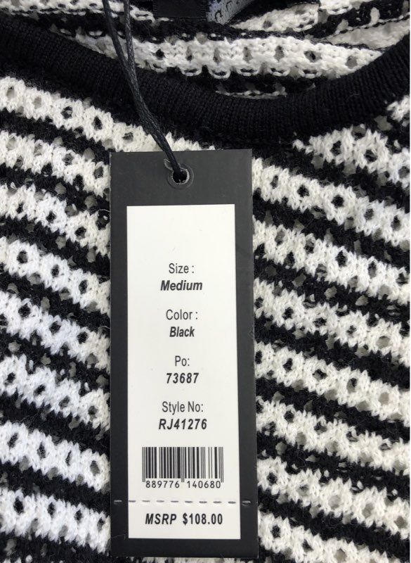 NWT Romeo + Juliet Women's Black White Striped Cotton Sweater - Size M