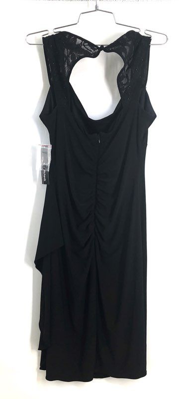 R & M Richards Women's Black Lace Back Rhinestone Dress 8552 NWT Sz 6