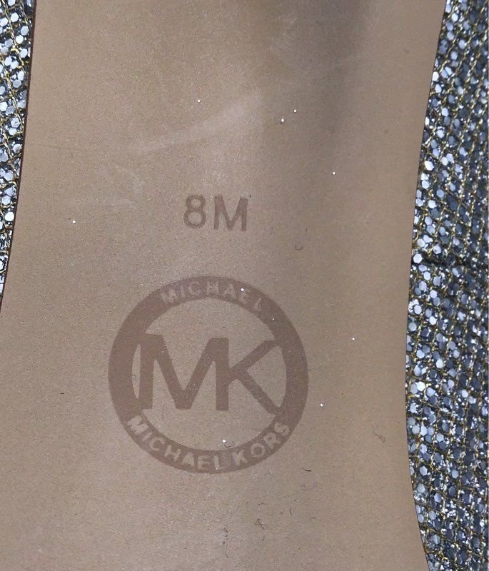 Michael Kors York Silver Glitter Platform Peep-Toe Heels Size 8