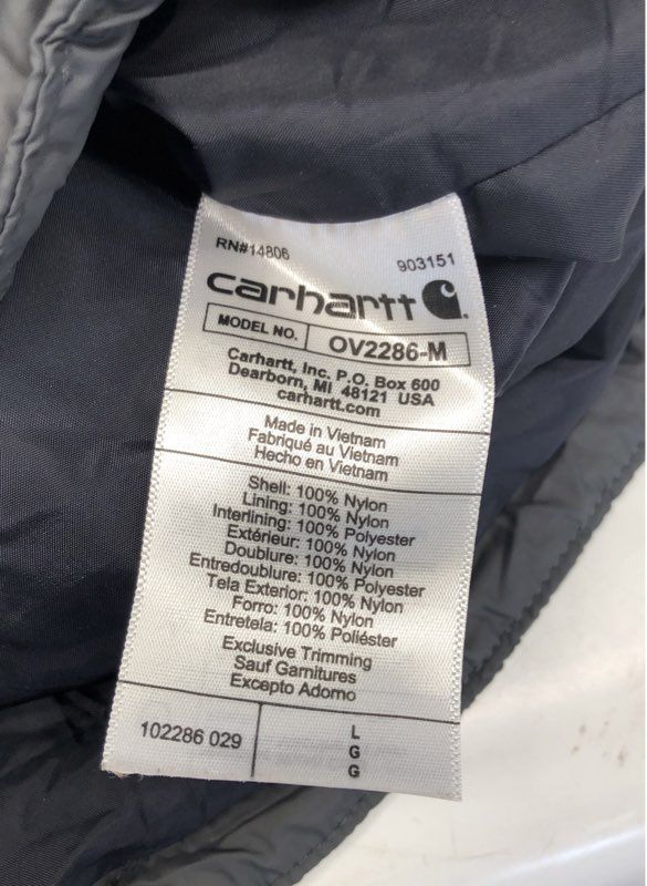 Carhartt Men's Gilliam Vest Dark Gray Rain Defender Quilted Sz L
