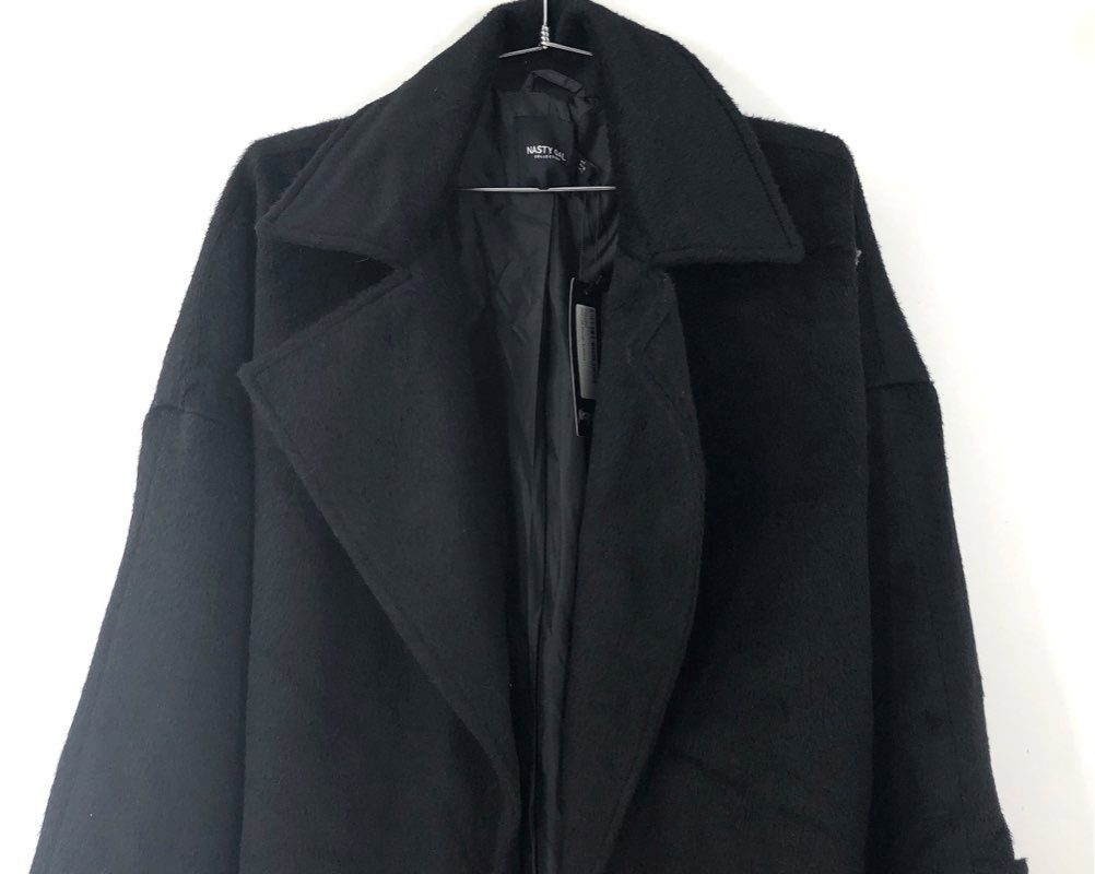NWT Nasty Gal Collection Women's Black Overcoat - Size 6