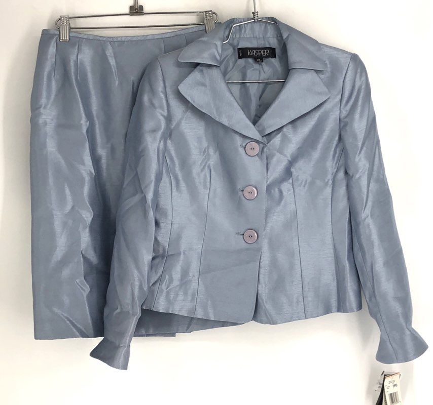 NWT Kasper Women's Blue Two Piece Skirt Suit Set - Size 2P