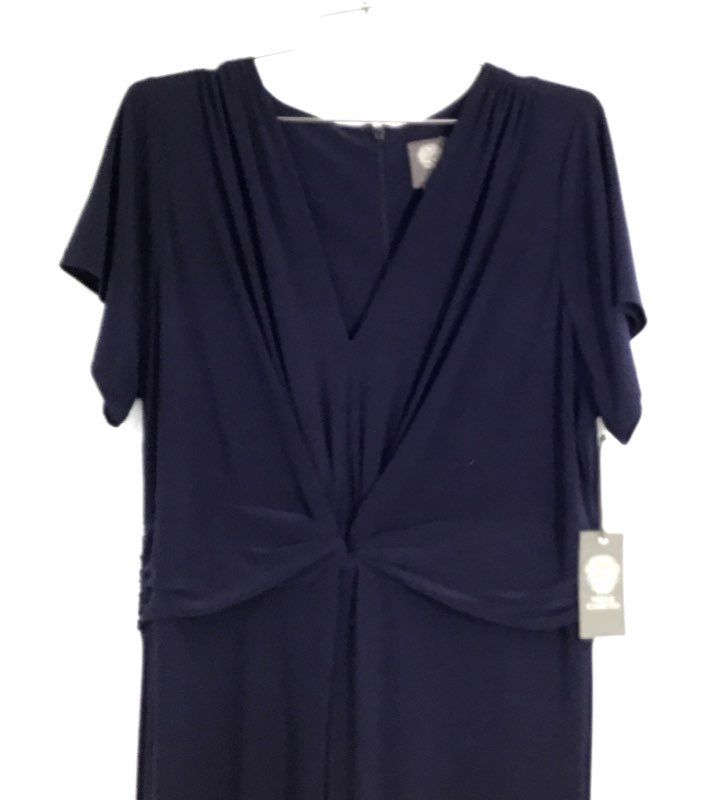 Vince Camuto Women's Navy Blue Twist Knot Front V-Neck Maxi Dress Sz 1X NWT