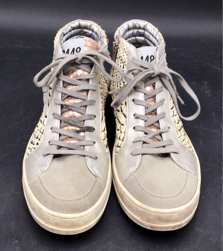 P448 Skate High Top Sneaker Size EU 40 Snakeskin Embossed Leather Side Zip