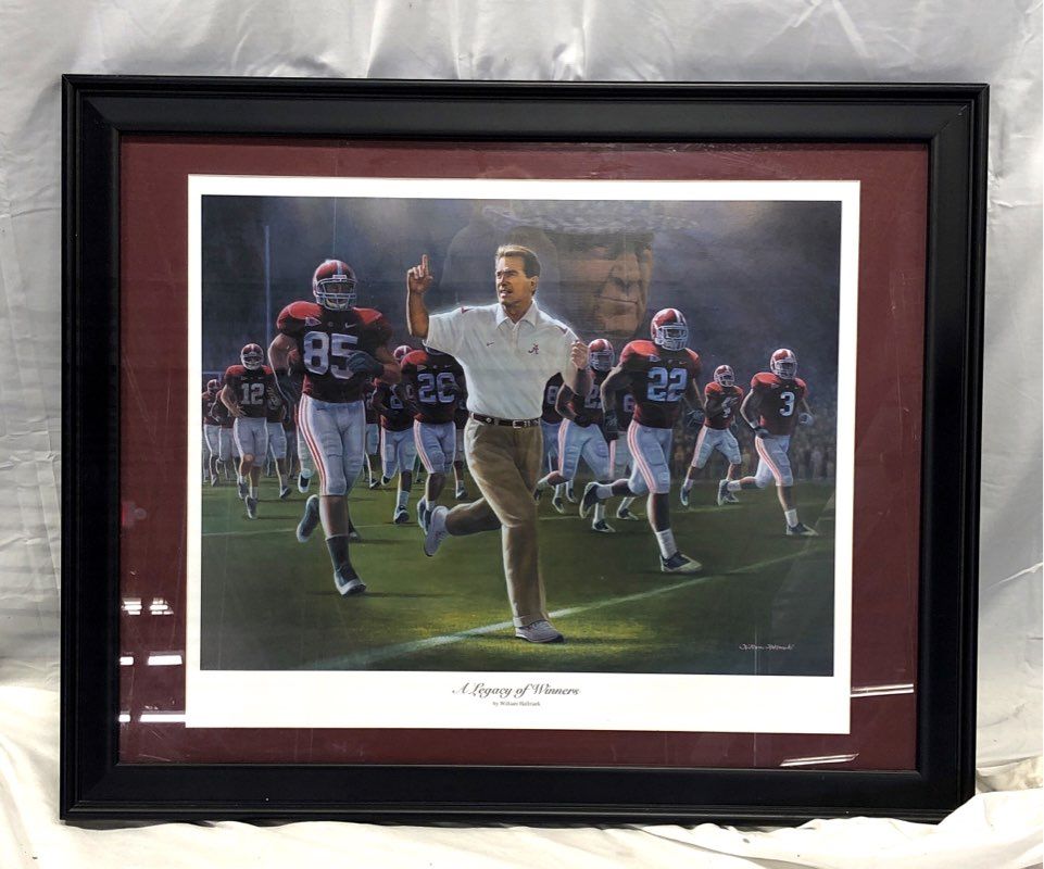 William Hallmark A Legacy of Winners Alabama Football Saban Print Signed Framed