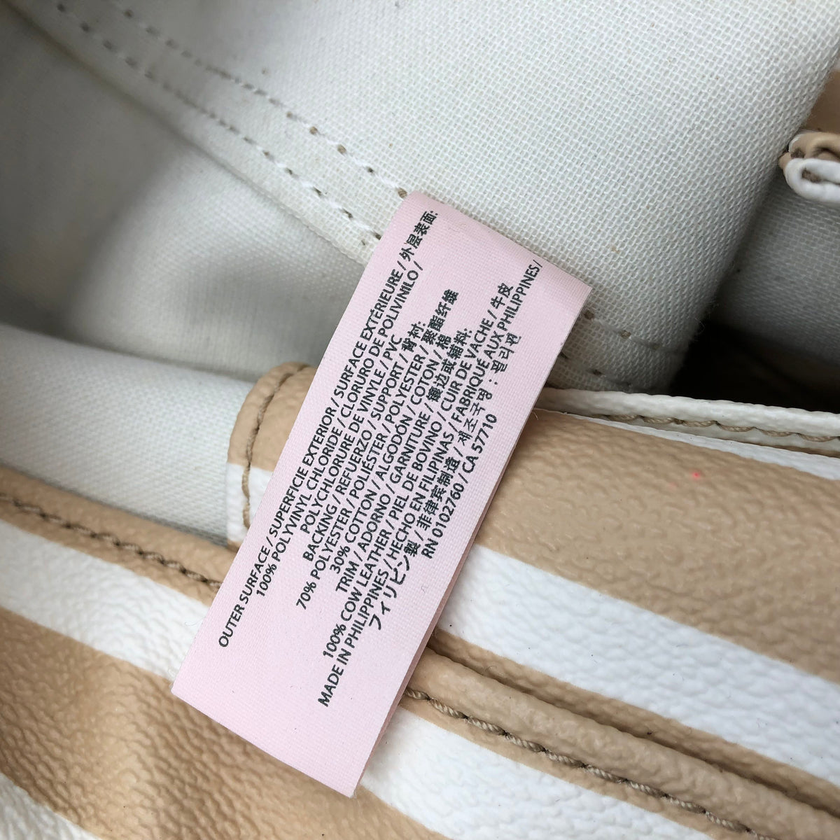 Kate Spade Camel Brown\White Leather 'Market Stripe' Tote Bag (+COA)