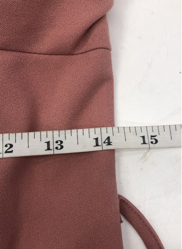 ANRABESS Women's Dusty Rose One Shoulder Wide Leg Jumpsuit Pleated Pockets Sz S