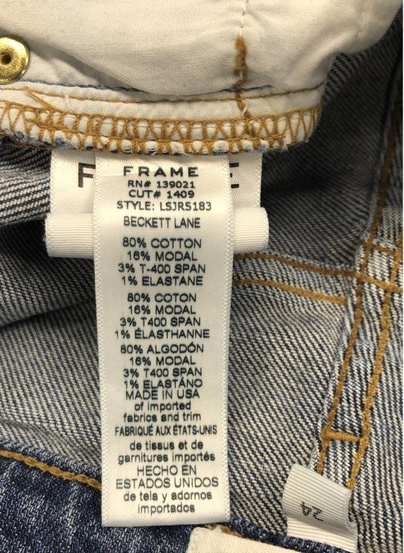 Frame Women's Le Skinny de Jeanne Blue Beckett Lane Distressed Raw Hem Jeans 24