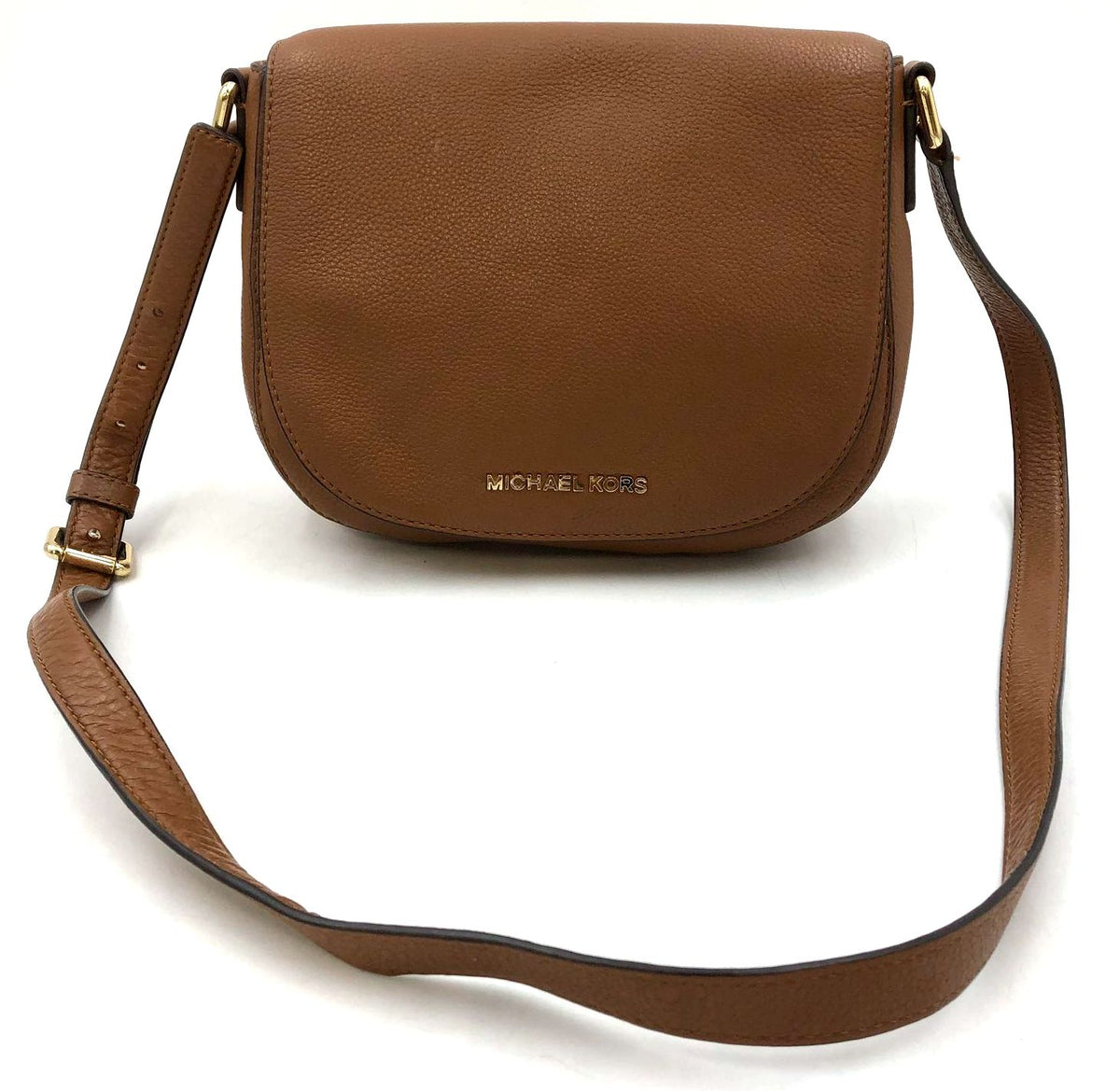 Michael Kors Brown Pebbled Leather Crossbody Bag with Gold-Tone Hardware (+COA)
