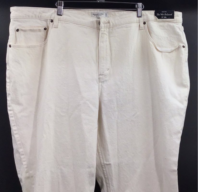 Abercrombie Women's White '90s Relaxed Curve Love High Rise Jeans 37 Long NWT
