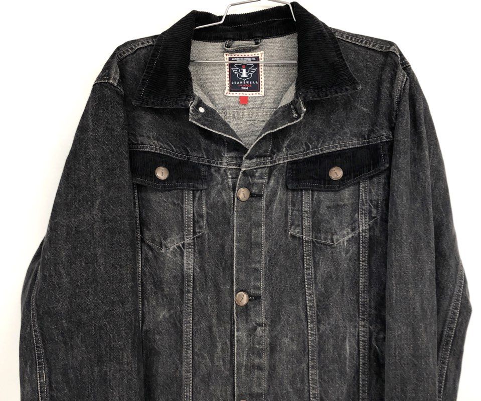 Authentic Denim Co. Men's Black Cotton Trucker Jacket - Size XL
