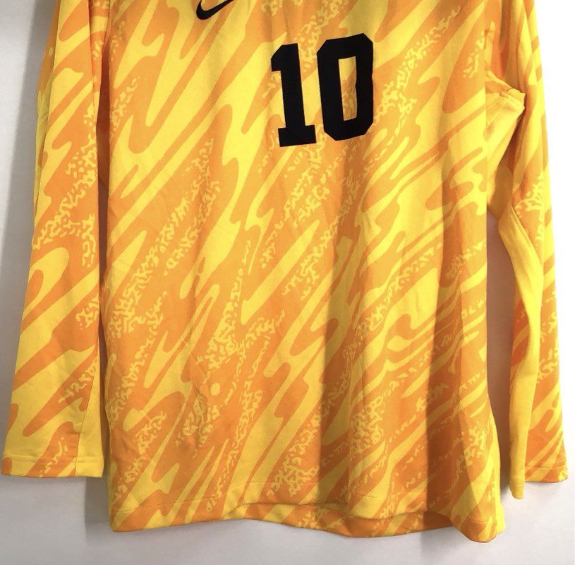 Nike Men's Yellow Orange Graphic Dri-FIT Soccer Goalkeeper Jersey Sz XL #10