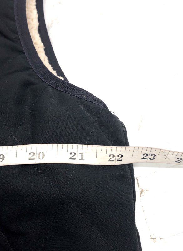 Eddie Bauer Women's Black Snowfurry Quilted Hooded Faux Fur Vest Sz L