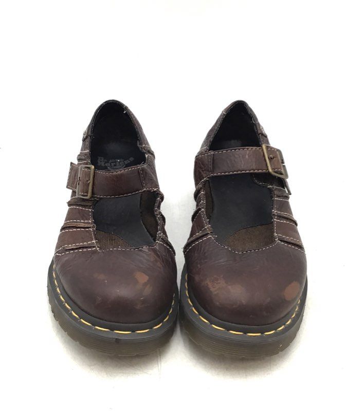 Dr. Martens Women&#39;s Brown Round Toe Chunky Heel Mary Jane Shoes - Size 9