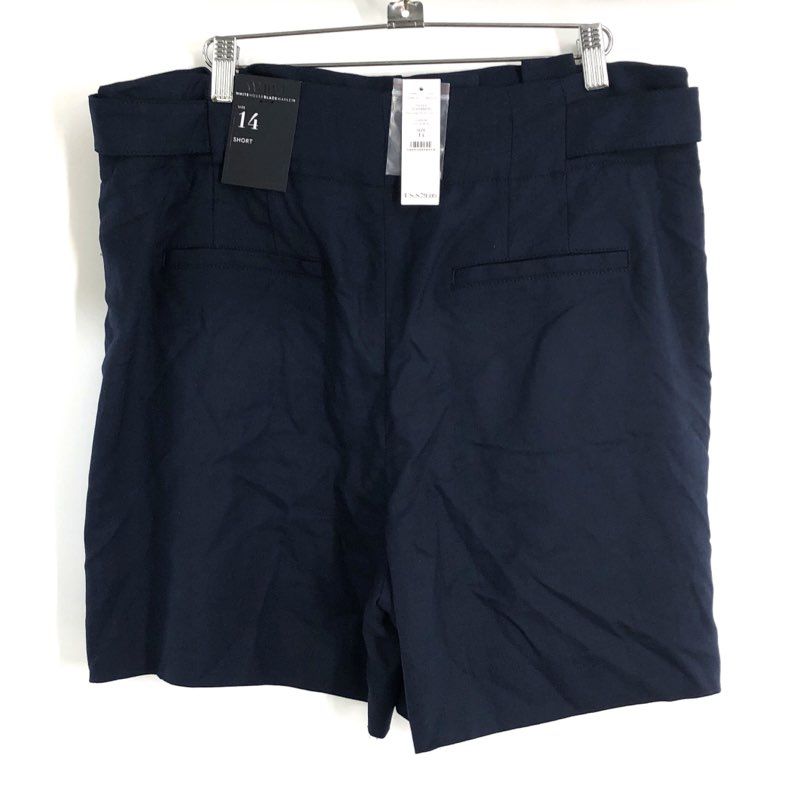 White House Black Market Women's Officer Blue Paperbag Tab Twill Shorts Sz 14