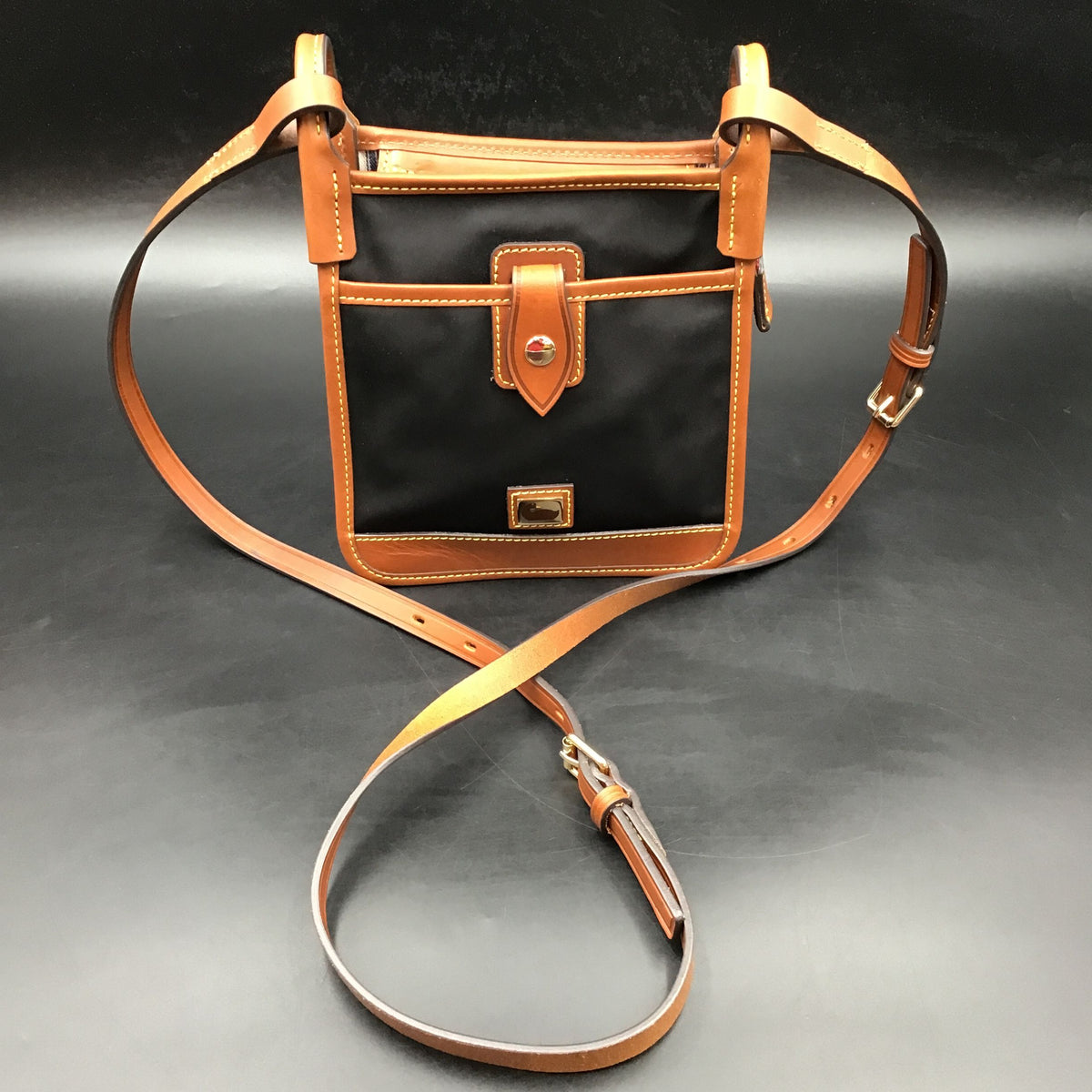 Dooney & Bourke Black\Brown Nylon\Leather 'Letter Carrier' Crossbody Bag (+COA)