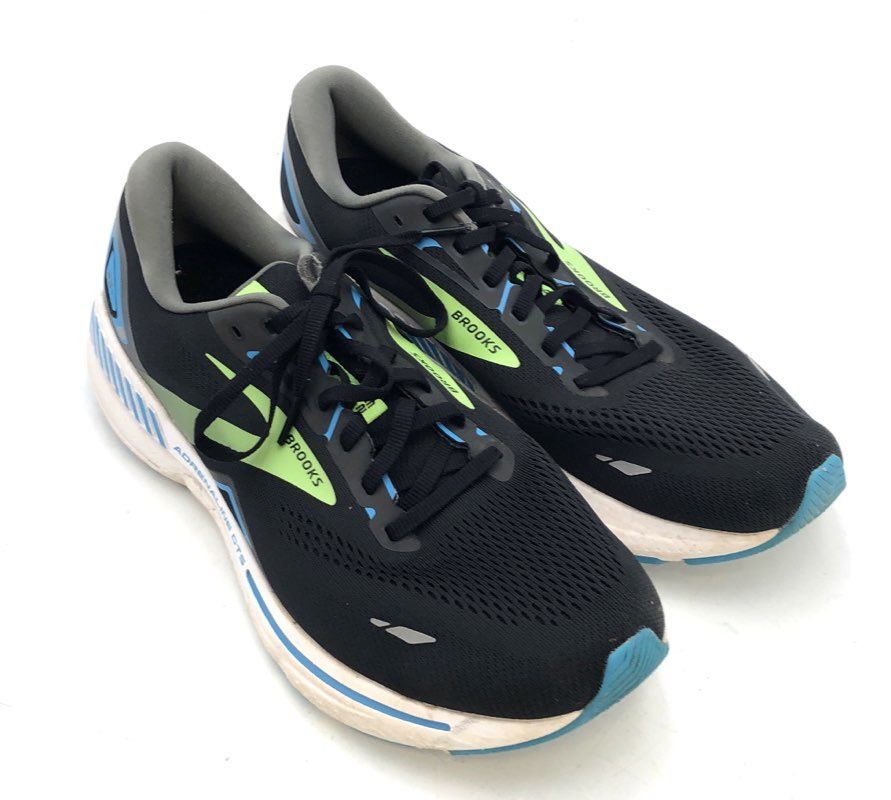 Brooks Adrenaline GTS 23 Black Neon Blue Running Shoes Men's Size 12
