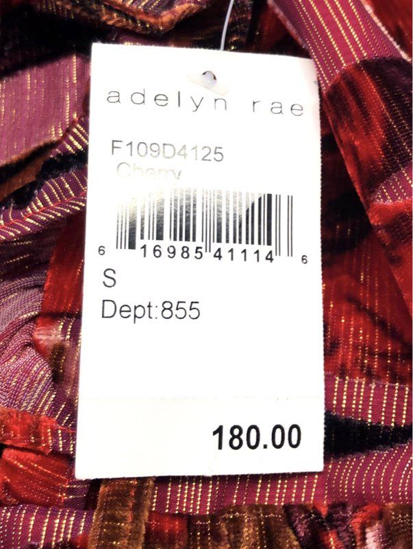 Adelyn Rae Women's Mini Dress Cherry Red Floral Metallic Tiered Ruffle Sz S NWT