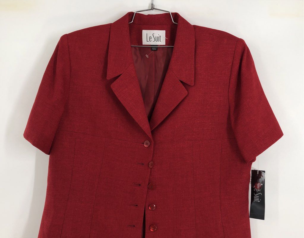 NWT Le Suit Women&#39;s Red Short Sleeve Notch Lapel Blazer - Size 16