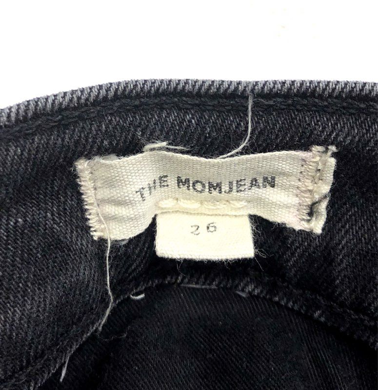Madewell Women's The Momjean Faded Black Distressed Ripped Frayed Hem Sz 26