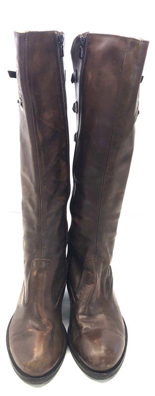 Nero Giardini Brown Leather Knee High Riding Boots Side Zip Made In Italy Sz 38