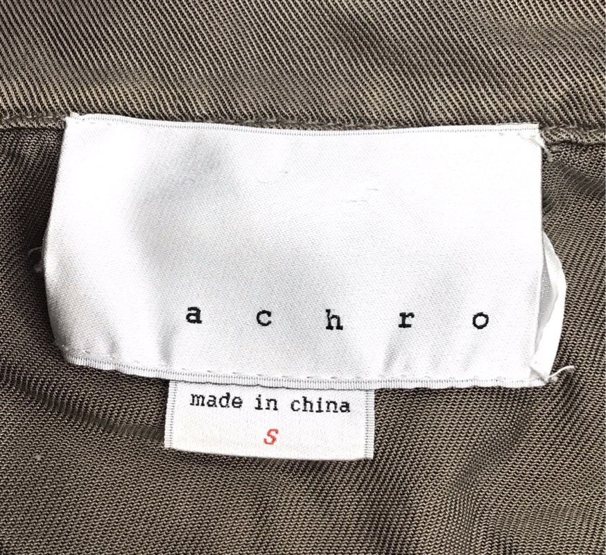 Achro Women's Olive Green Tencel Double Breasted Utility Safari Jacket Sz S