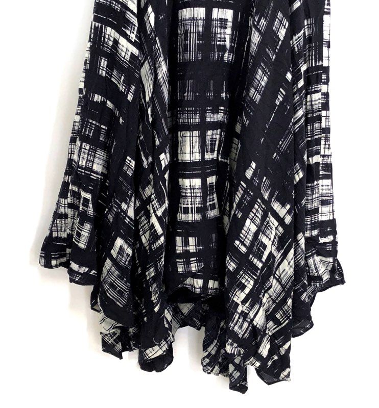 Corey Lynn Calter Women's Black White Graphic Grid Handkerchief Hem Dress Sz 0