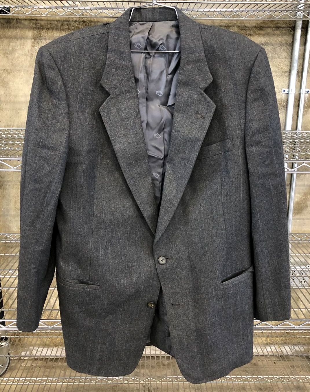 Vintage Christian Dior Men's Designer Grey Pinstriped Wool Suit Jacket (+COA)