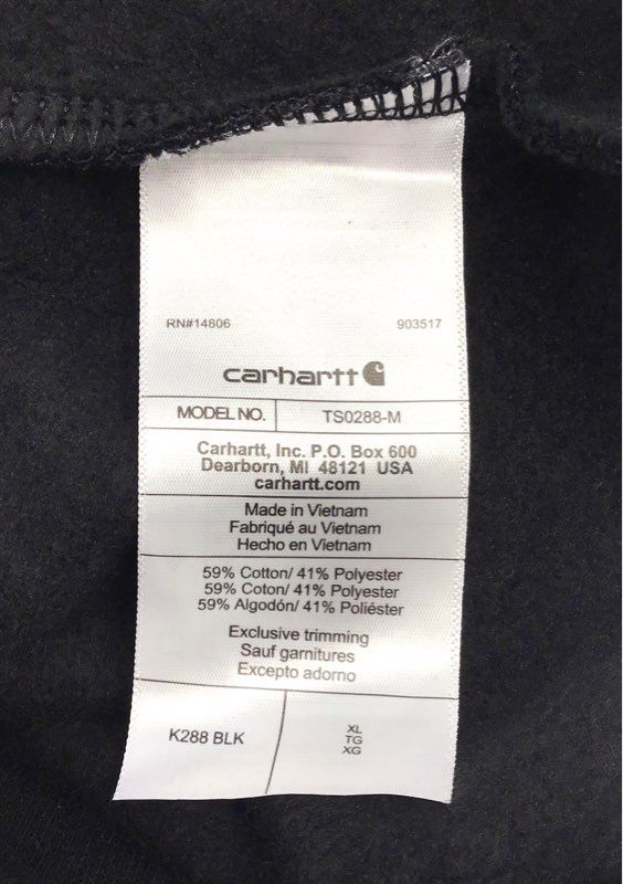 Carhartt Men's Black K288 Logo Sleeve Graphic Loose Fit Hoodie Sz XL