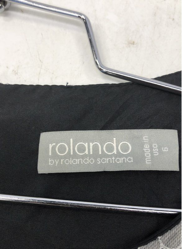 Rolando by Rolando Santana Women's Silver Black Lattice Sheath Dress Sz 6