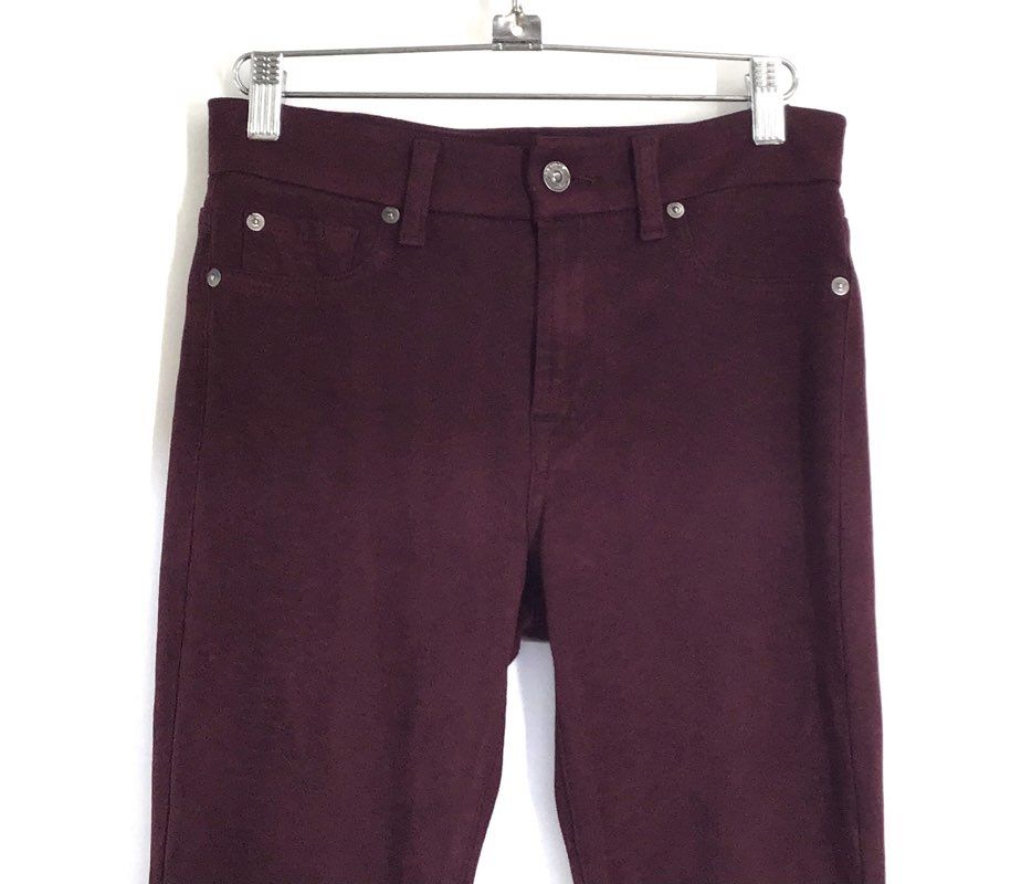 7 For All Mankind Women's Burgundy Faux Suede Skinny Stretch Pants Size 27