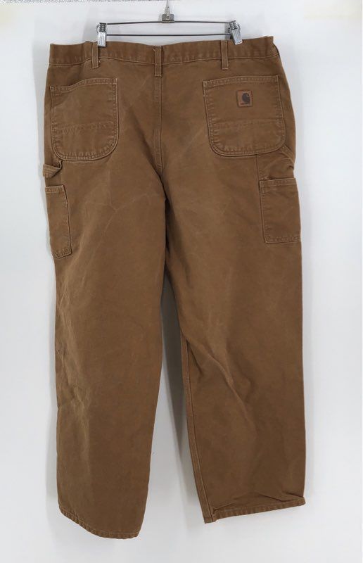 Carhartt Men&#39;s Brown Medium Wash Denim Straight Jeans - Size Measured