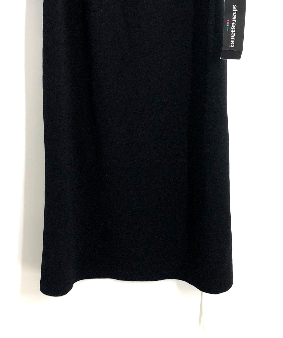 Sharagano Women's Black Cold Shoulder Dress White Trim Stretch NWT Size 16