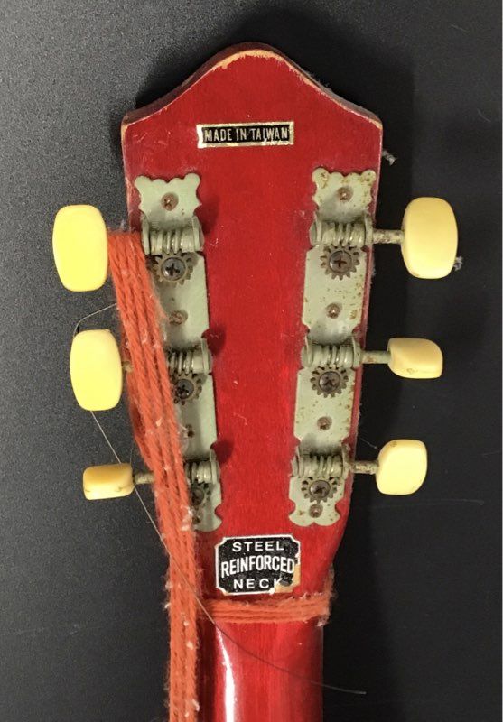 Vintage Parlor Acoustic Guitar 6-String Steel Reinforced Neck Sunburst Red