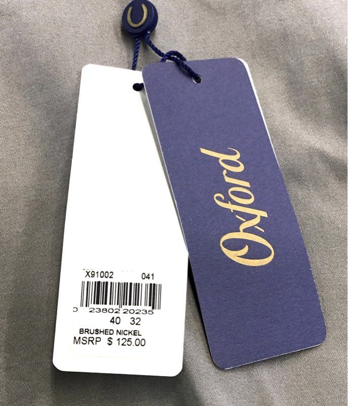 NWT Oxford Men's Gray Trouser Pants - Size 40/32