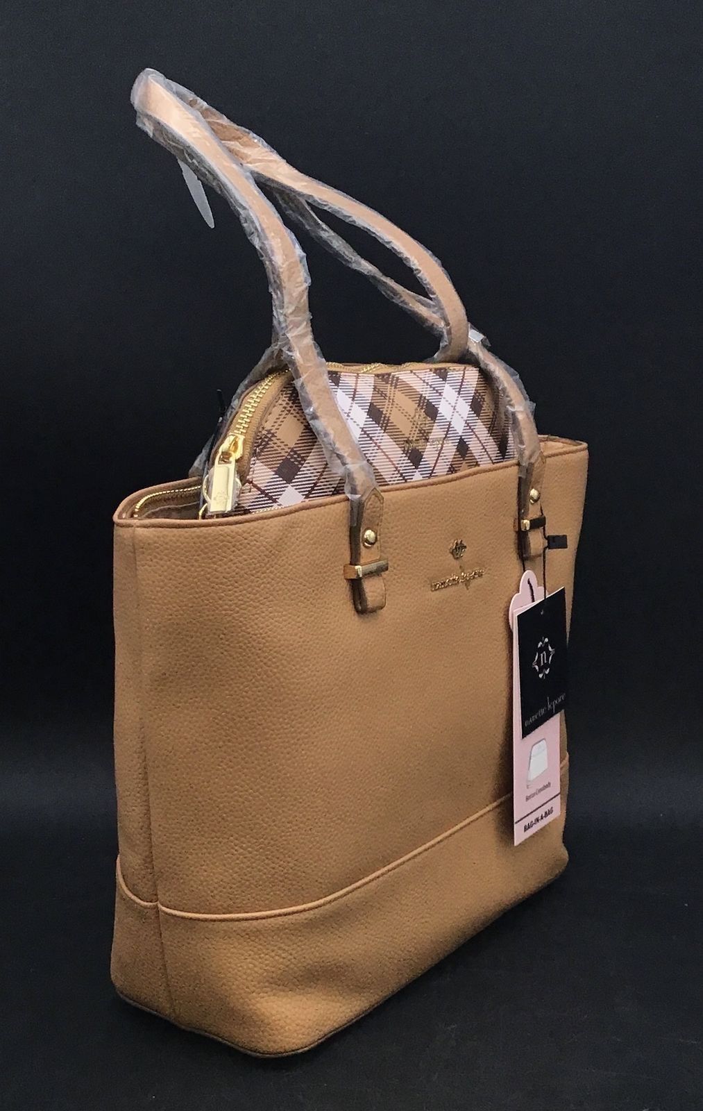 NWT Nanette Lepore Camel Brielle Tote Purse With Crossbody Bag