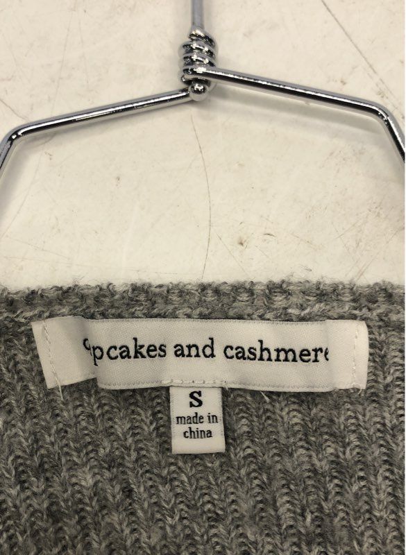 Cupcakes and Cashmere Women's Gray Ribbed V-Neck Tie-Cuff Sweater Dress Sz S
