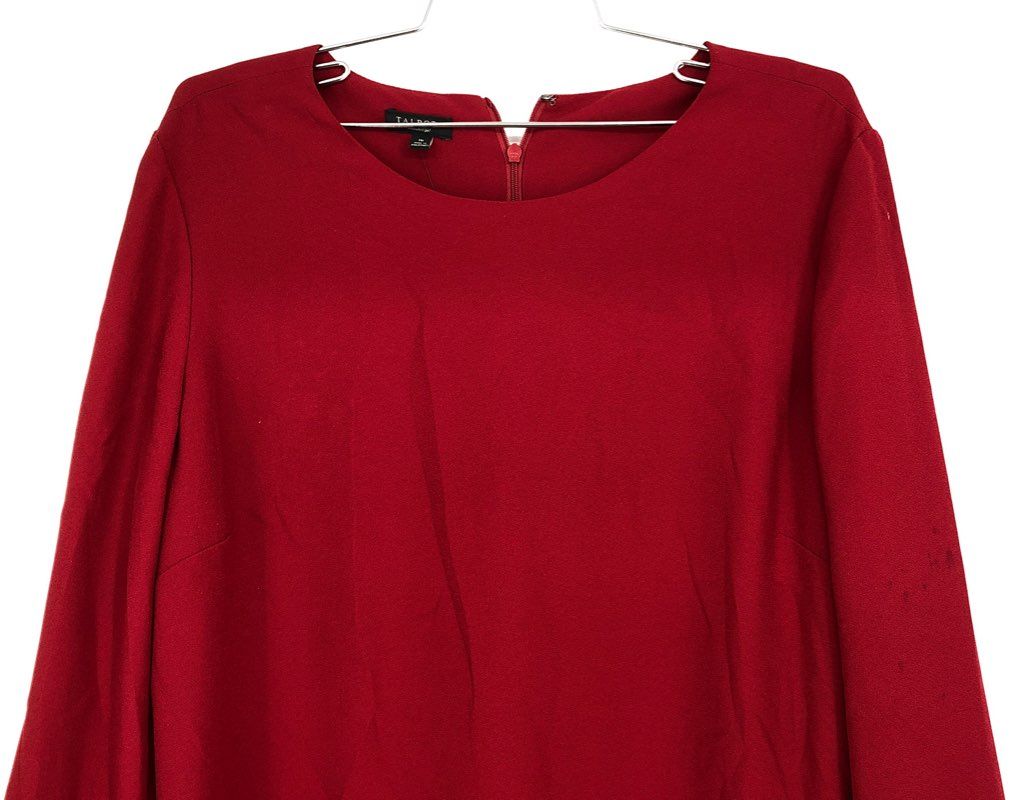 NWT Talbots Women&#39;s Red Long Sleeve Back Zip Shift Dress - Size 16