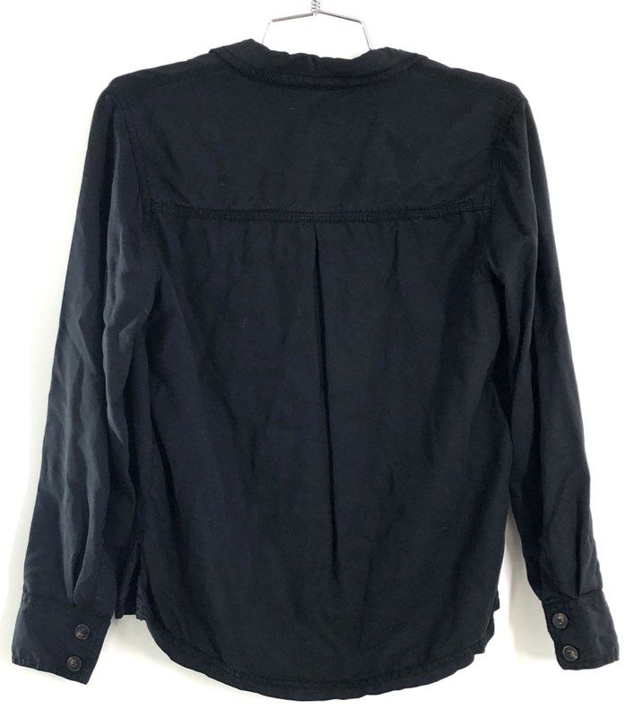 Massimo Dutti Women's Black 100% Lyocell Utility Button Down Shirt Sz 2