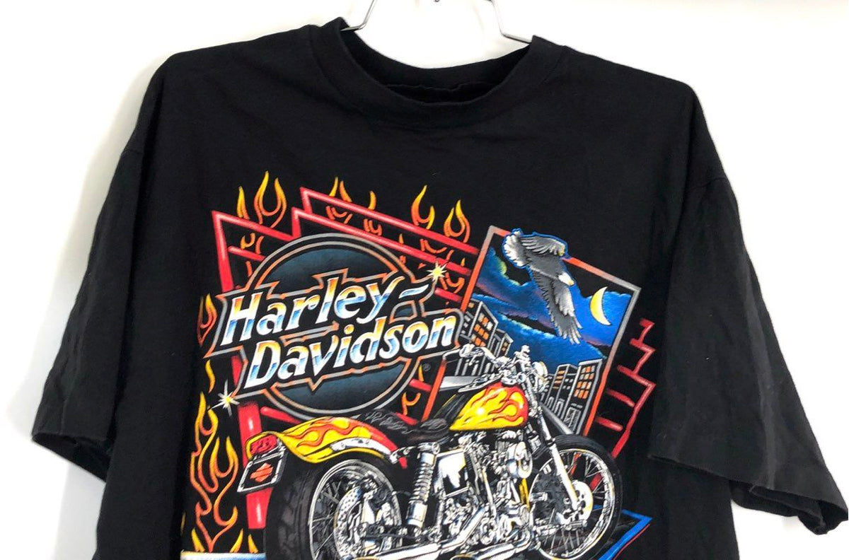 Vintage 1995 Harley-Davidson Feel the Heat Black Hills Rapid City SD Tee Sz L
