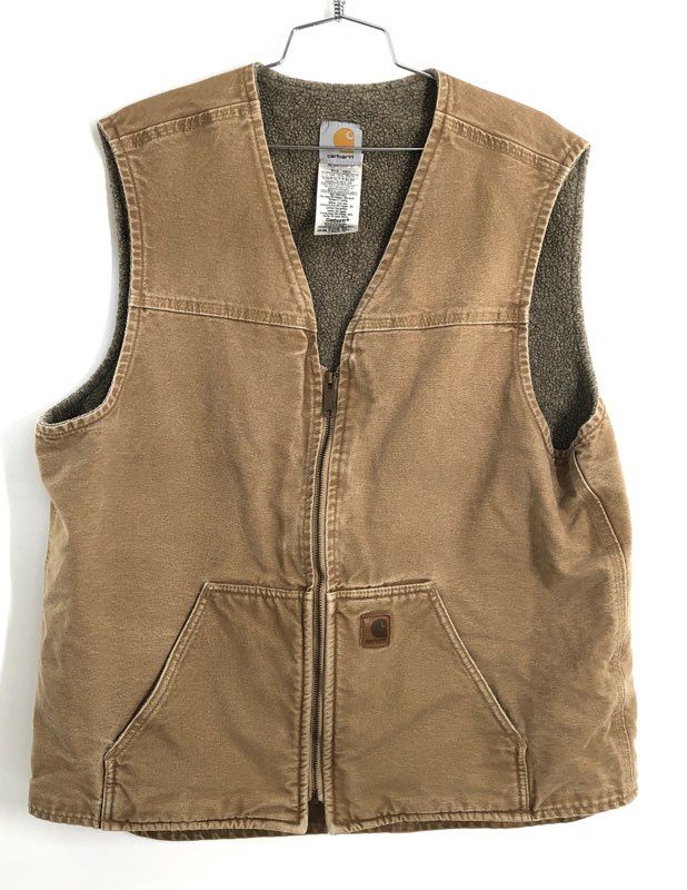 Carhartt Men's Sherpa Lined Sandstone Duck Vest Camel Brown V26 CML XL Tall