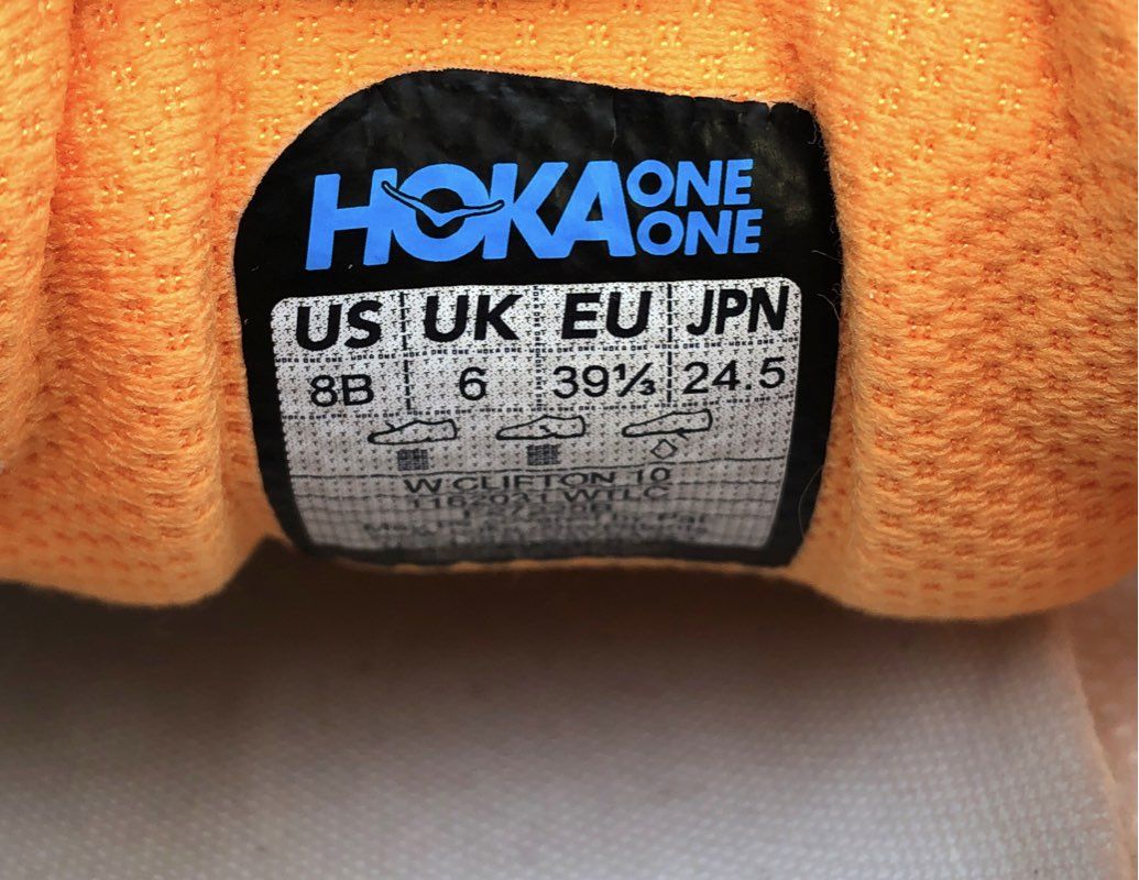 Hoka Clifton 9 White Pinkberry Orange Women's Running Shoes Size 8B