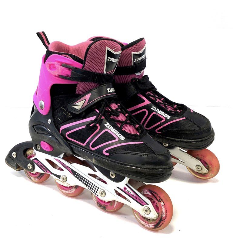 Zuwads 4-Size Adjustable Inline Skates Rollerblades Black Pink Womens