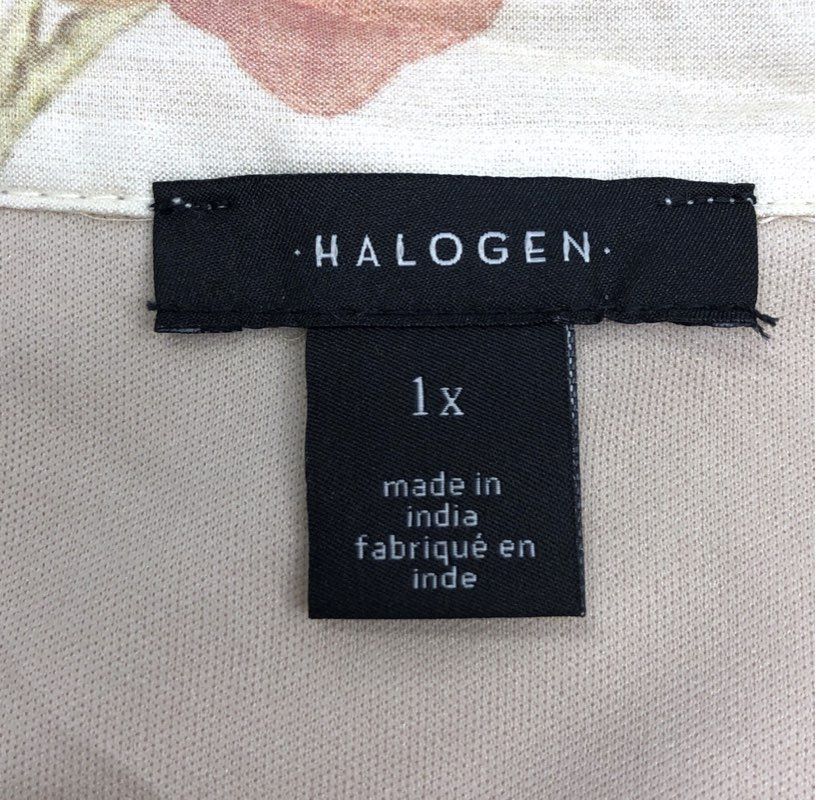 Halogen Women's Silver Pink Floral Tencel Tiered Drawstring Dress NWT Sz 1X