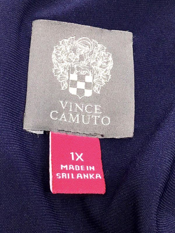 Vince Camuto Women's Navy Blue Twist Knot Front V-Neck Maxi Dress Sz 1X NWT